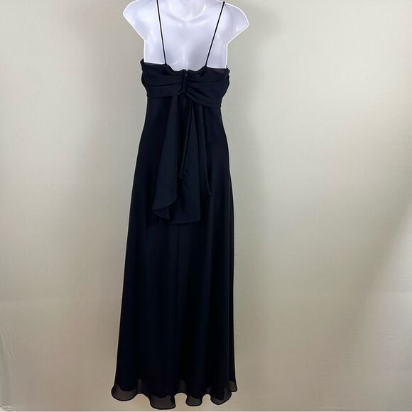 Vintage 90s Betsy & Adam Black Draped Spaghetti Strap Formal Prom Maxi Dress - Picture 2 of 12